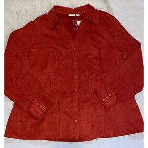 Cato Plus Size Burnt Orange Moleskin Long Sleeve Top 18/20 NEW